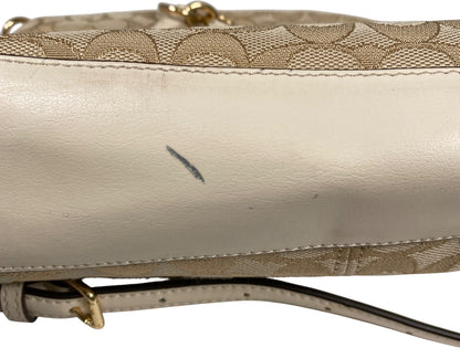 Coach Women’s Beige Signature Canvas Zip Close Crossbody Hand Bag Purse