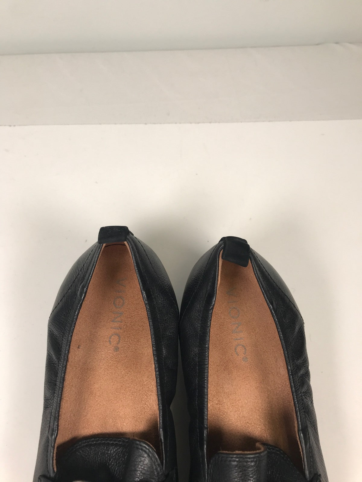 Visonic Women’s Black Leather Cynthia Slip On Platform Loafers - 7.5