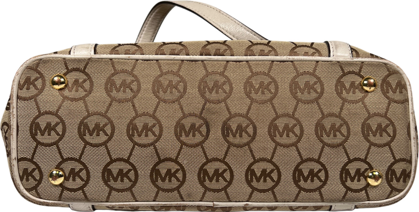 Michael Kors Women’s Beige Logo Canvas Jet Set East/West Shoulder Bag Purse