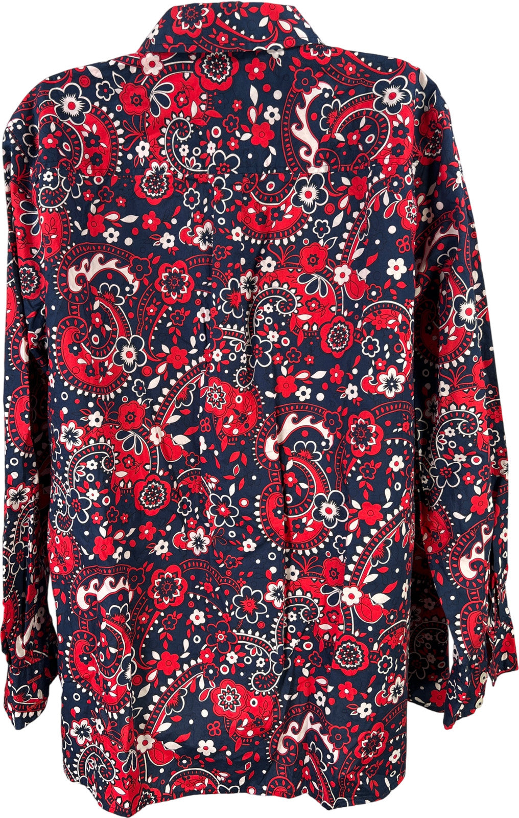 Talbots Women’s Red/Blue Long Sleeve Button Up Shirt - Plus 2X