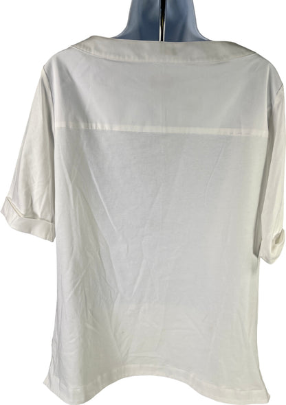 Chico’s Women’s White Non-Iron Chic Stretch Short Sleeve Shirt - 1/US 8/10