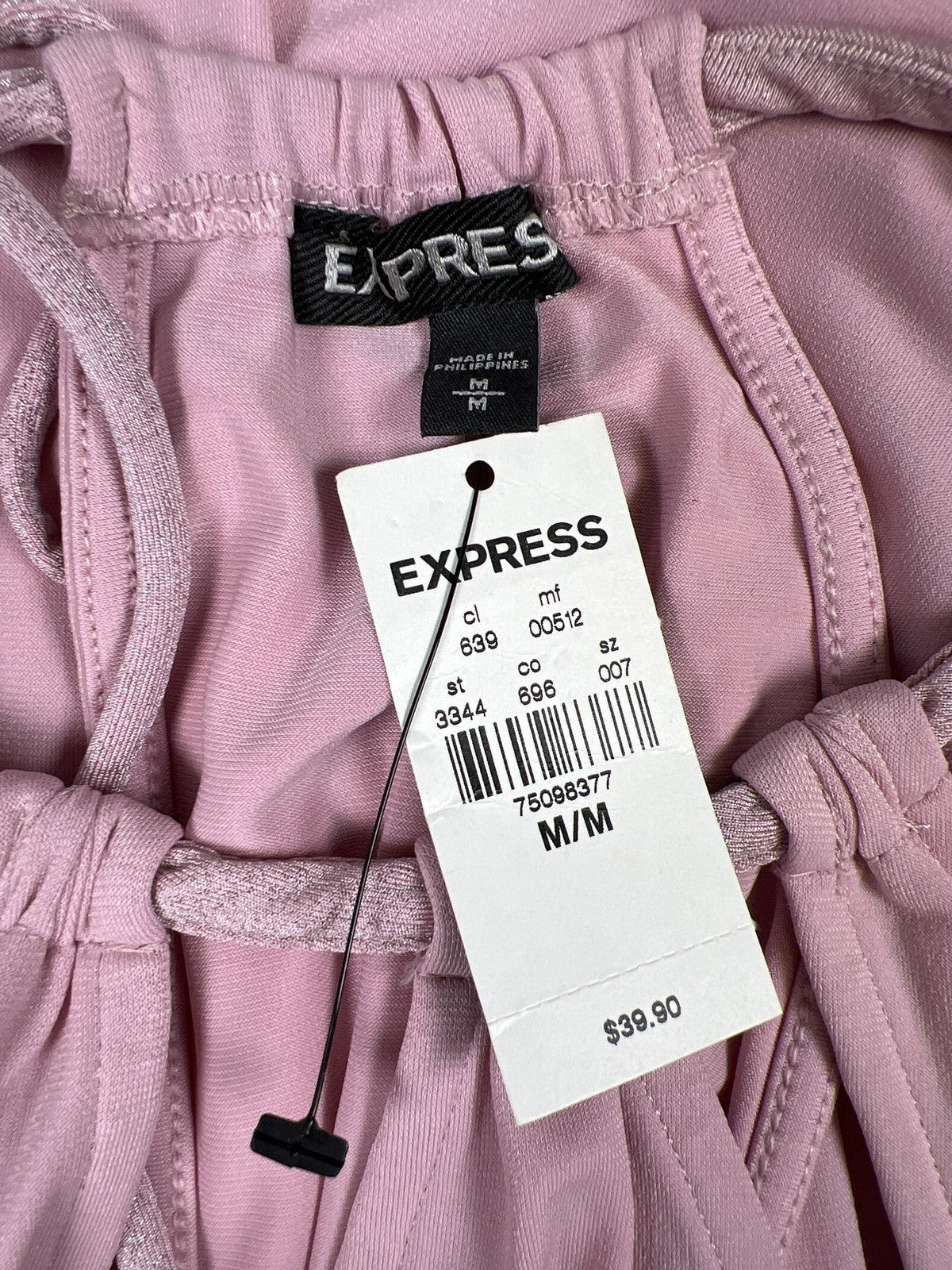 Express Women’s Pink Sleeveless Tie Neck Blouse - M