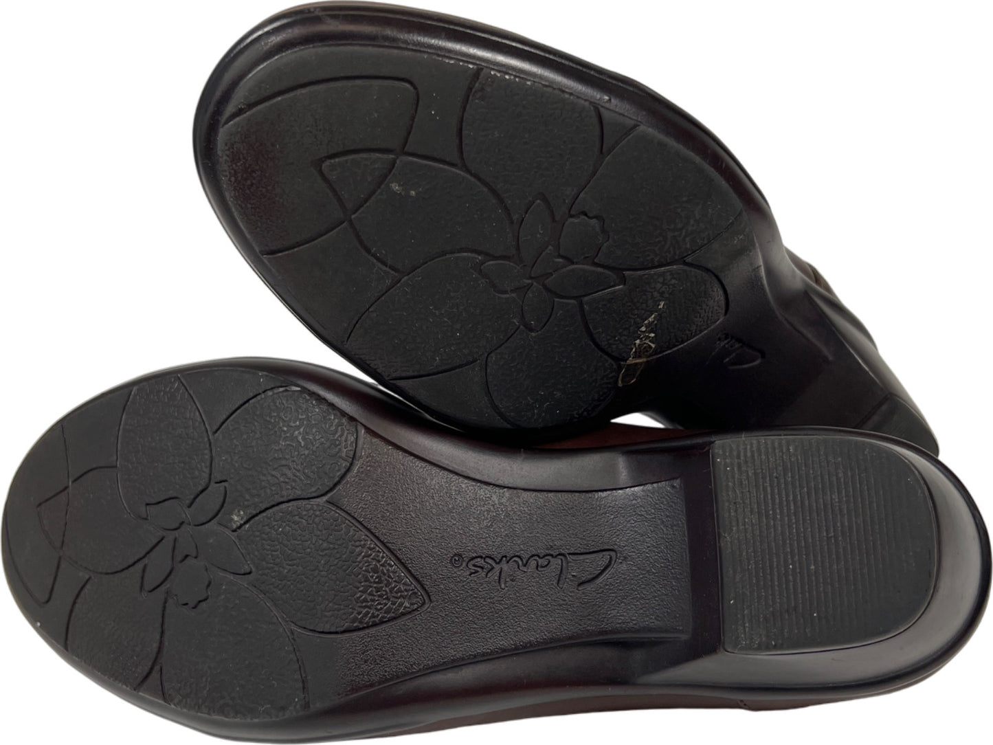 Clarks Women’s Brown Leather Slip On Heels - 8