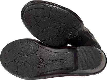 Clarks Women’s Brown Leather Slip On Heels - 8