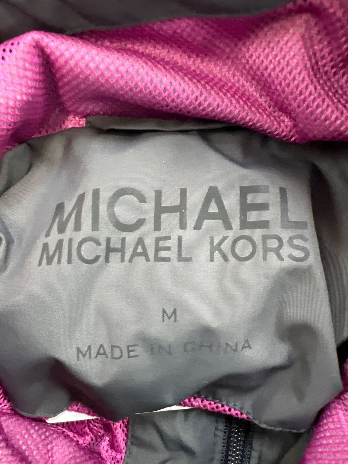 Michael Kors Women’s Gray Mesh Lined Hooded Full Zip Windbreaker Jacket - M