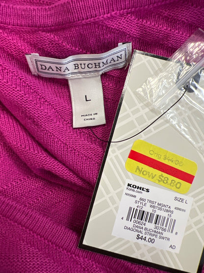 Dana Buchman Women’s Pink Magenta 3/4 Sleeve Cross Thin Knit Sweater - L