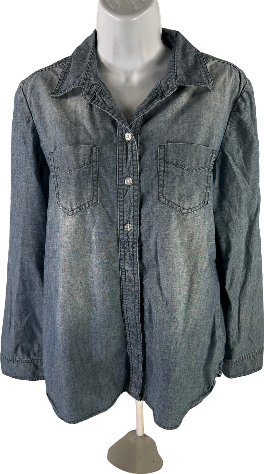 Chico’s Women’s Light Blue Chambray Button Up Top - 0/US S