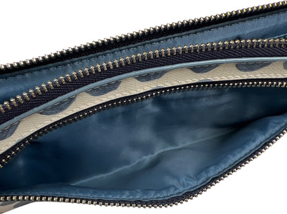 Coach Blue/White Coated Canvas Bleecker Painted Dot Zippy Wristlet Wallet