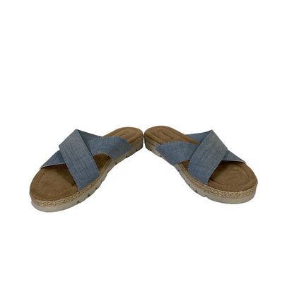 Bearpaw Women's Blue Espadrille Slide Sandals - 10