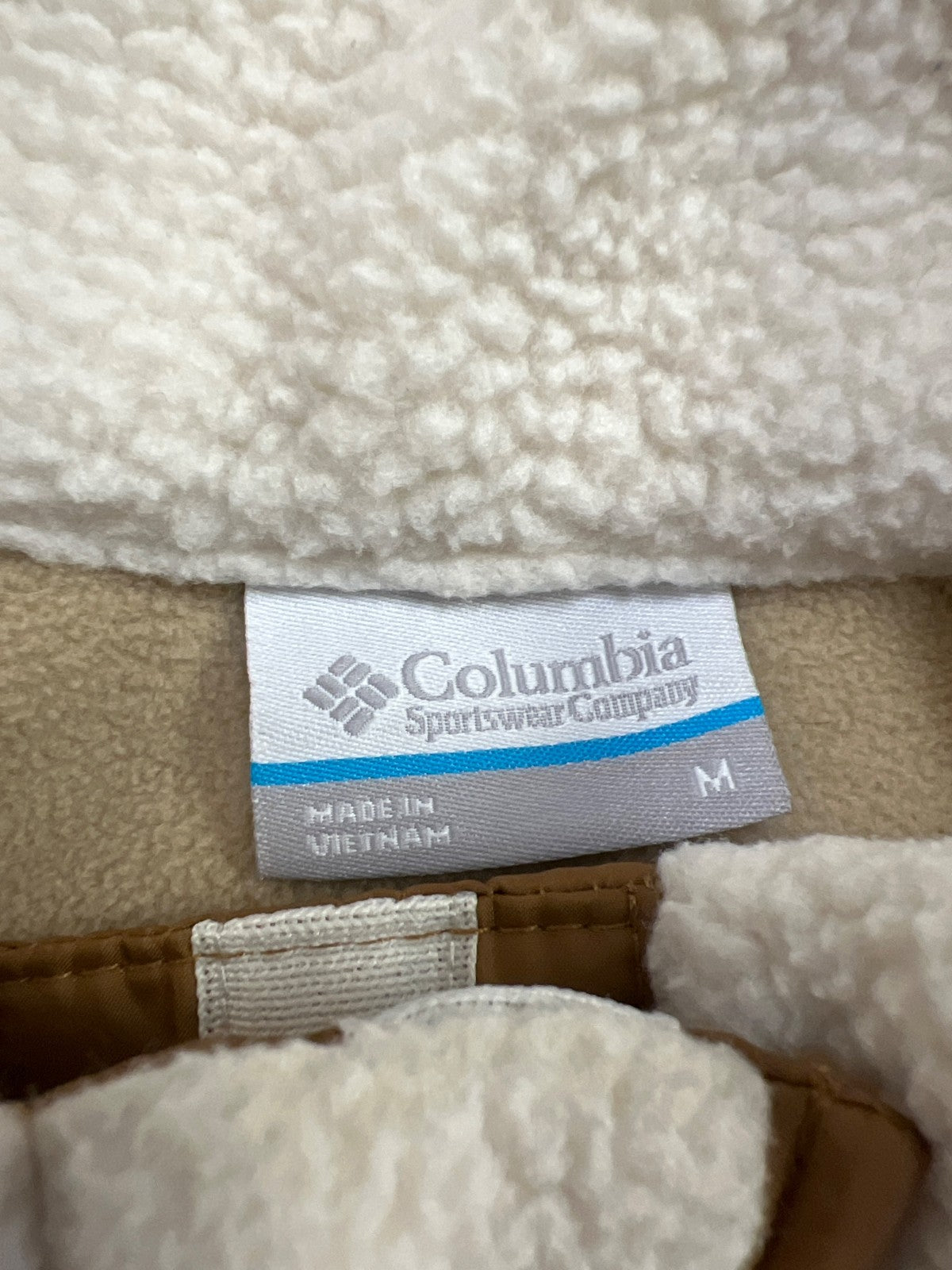 Columbia Women’s Ivory/Brown 1/2 Snap Pullover Sherpa Jacket - M