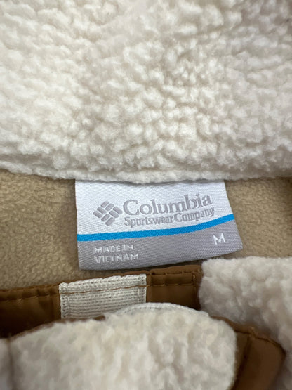 Columbia Women’s Ivory/Brown 1/2 Snap Pullover Sherpa Jacket - M
