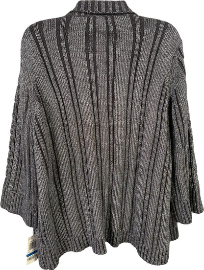 Charter Club Women’s Gray Metallic Ribbed 3/4 Sleeve Open Cardigan Sweater - XL