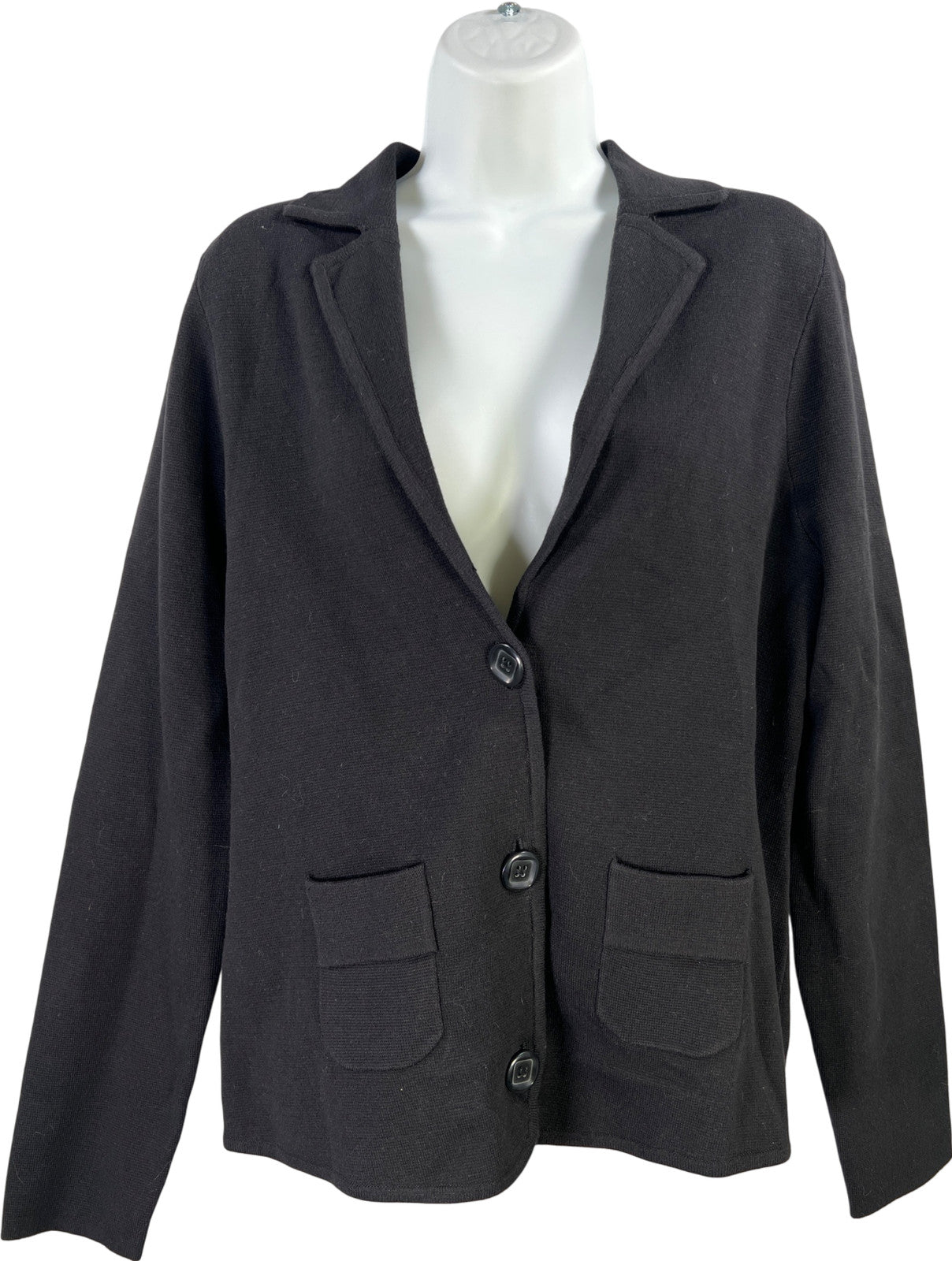 Lane Bryant Womens Black Long Sleeve 3 Button Sweater Blazer Jacket - Plus 14/16