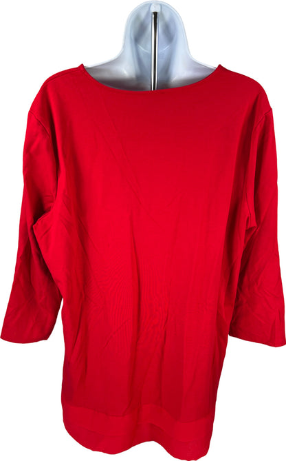 Chico’s Women’s Red 3/4 Sleeve Tiered Bottom Knit Top - 3/US XL