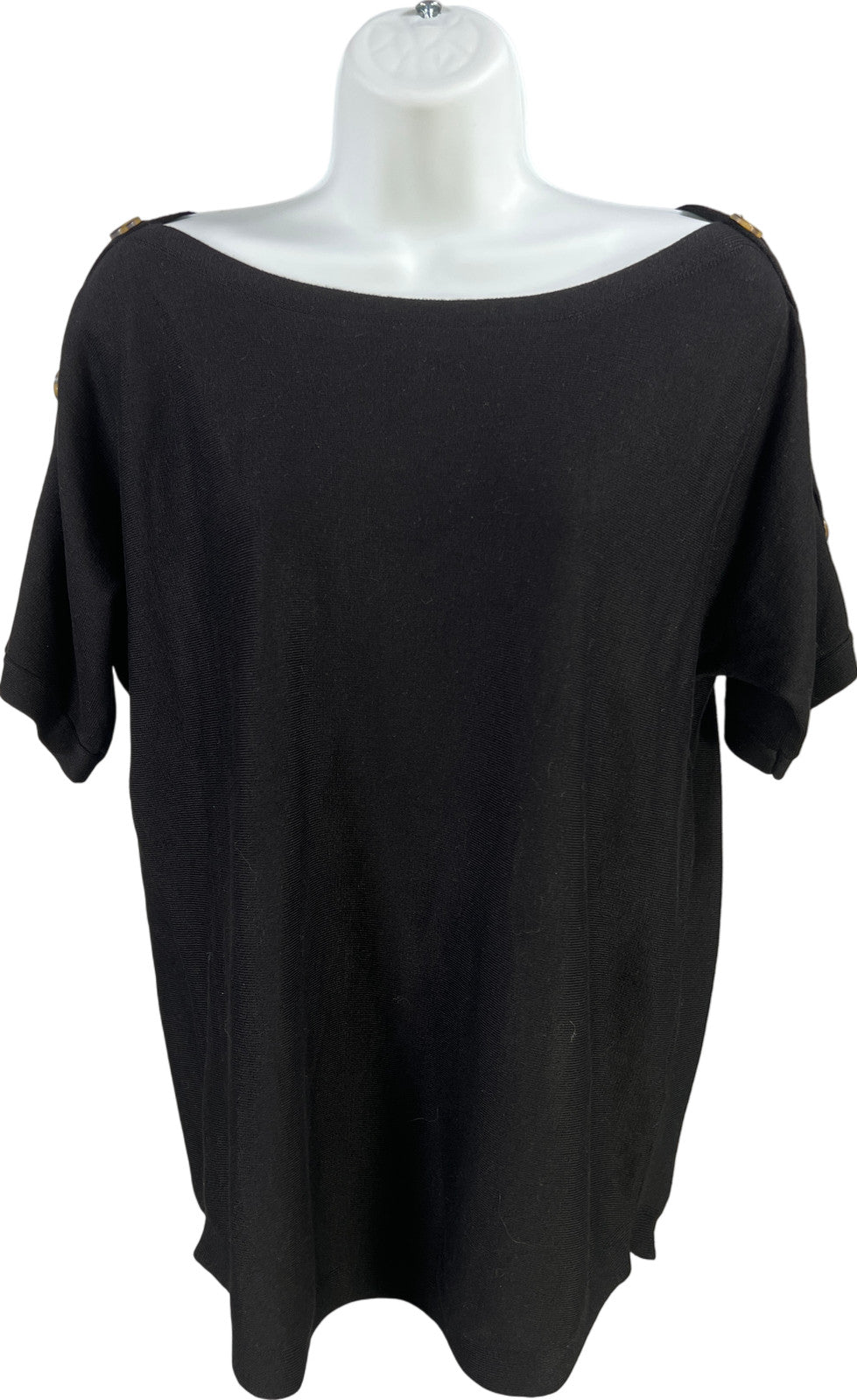 Cable and Gauge Women’s Black Short Button Accent Sleeve Shirt - S