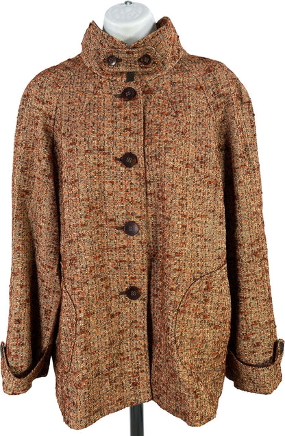 J.Jill Women’s Brown Lined Long Sleeve Tweed Button Up Jacket - L