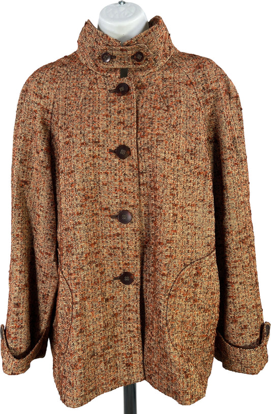 J.Jill Women’s Brown Lined Long Sleeve Tweed Button Up Jacket - L
