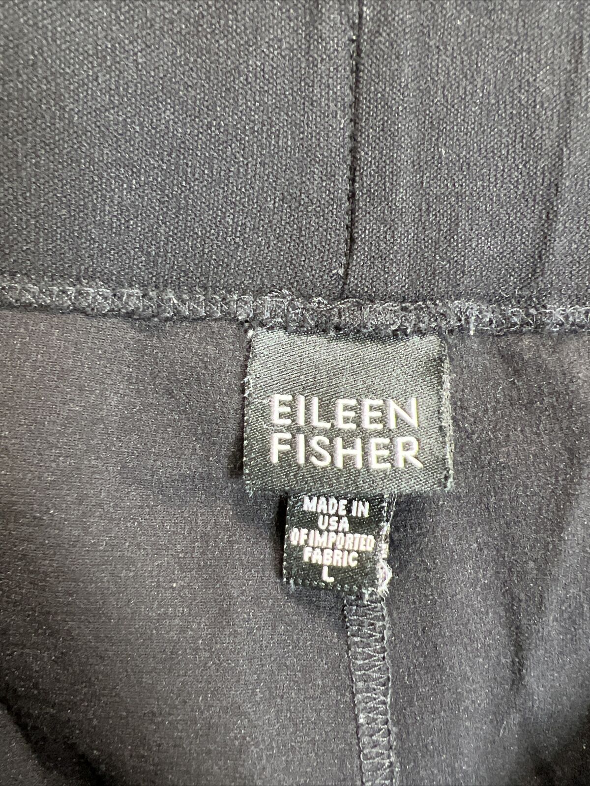Eileen Fisher Women's Black Stretch Waist Pull On Straight Leg Pants - L