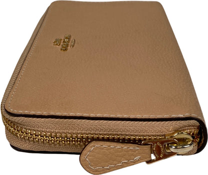 Coach Women’s Beige Pebbled Leather Zip Around Accordion Wallet