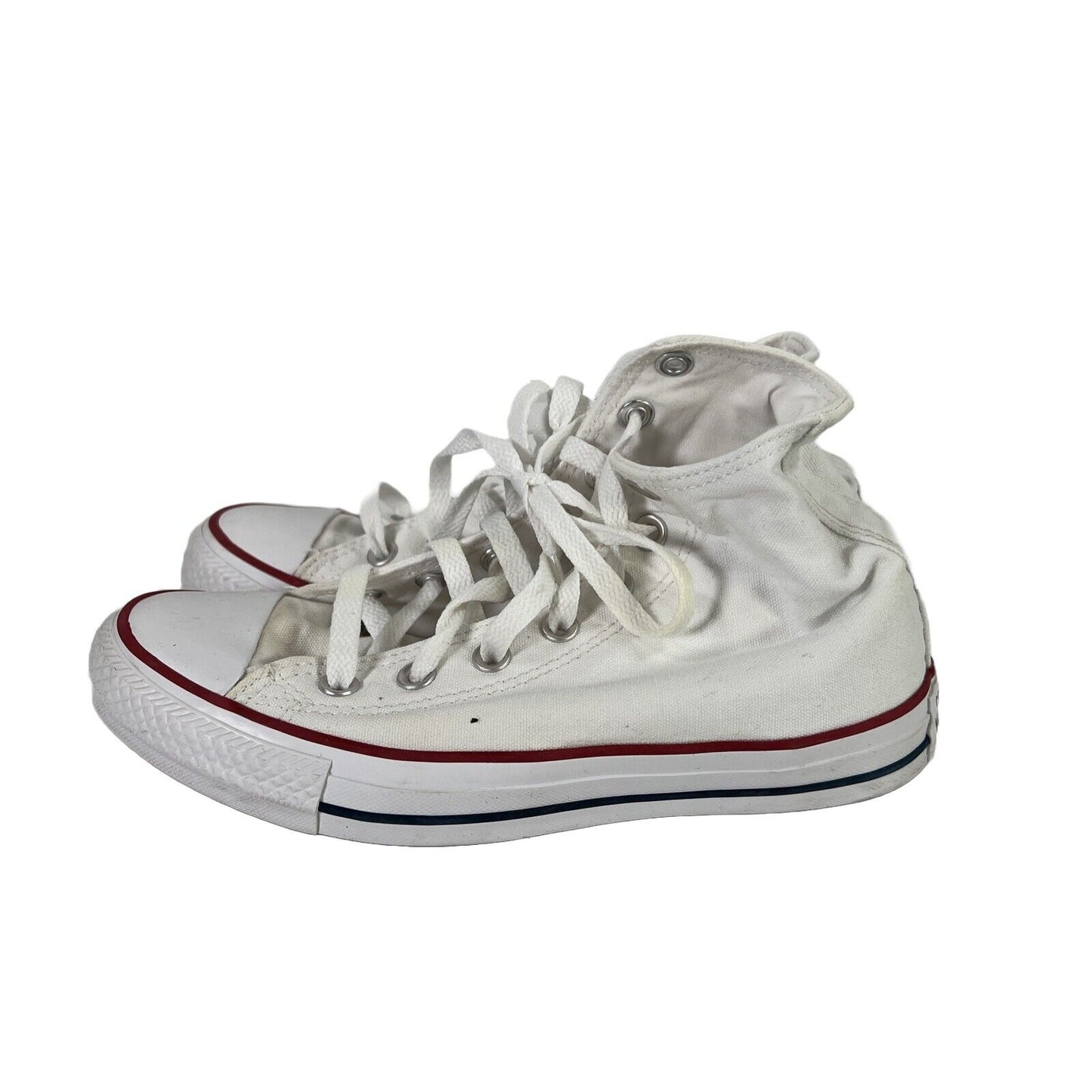 Converse Unisex White Canvas Lace Up High Top Sneakers - Women's 7