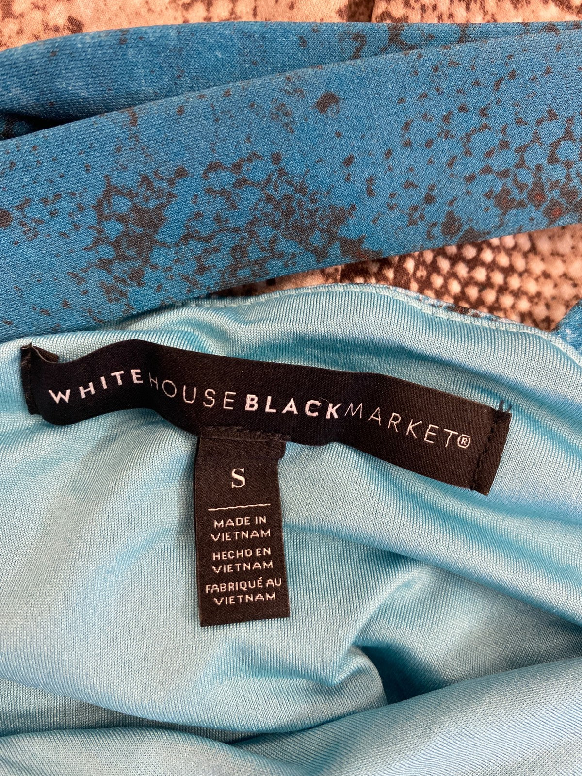 White House Black Market Women’s Blue/Brown Snake Print Shift Dress - S