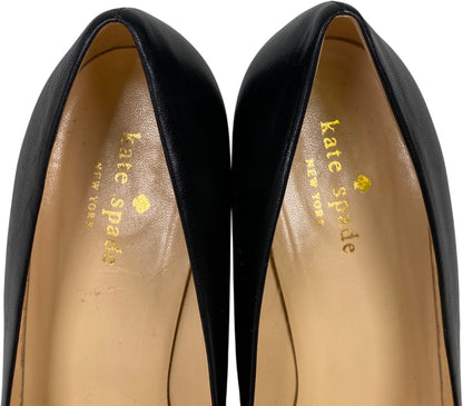 Kate Spade Women’s Black Leather Kandid Wedge Heels - 8