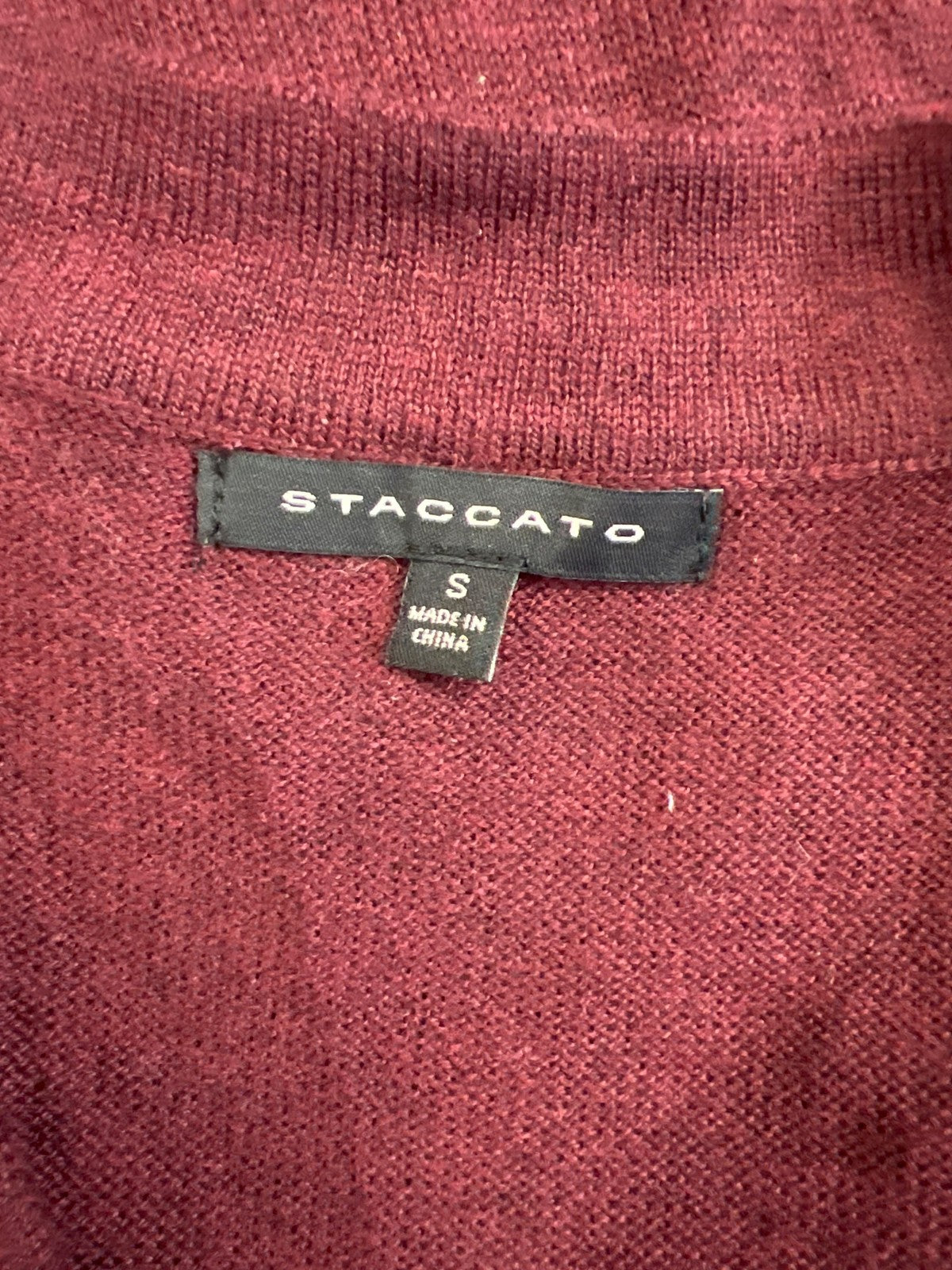 Staccato Women’s Burgundy Long Sleeve Thin Knit Button Accent Sweater - S