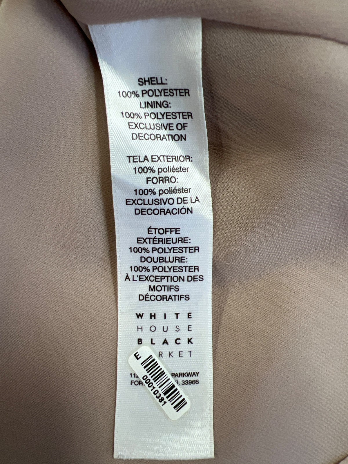 White House Black Market Women’s Beige/Purple Embroidered 3/4 Sleeve Blouse - S