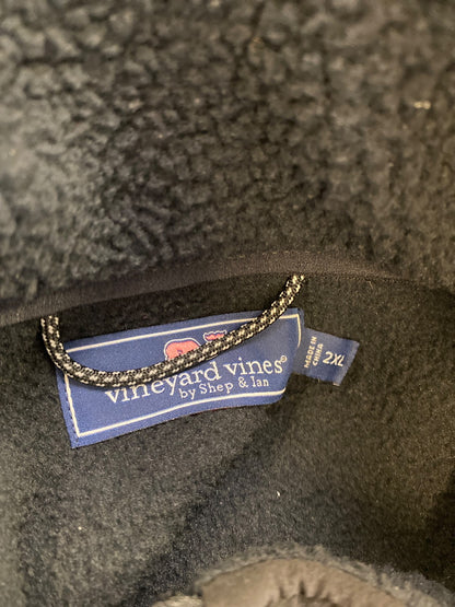 Vineyard Vines Men’s Gray/Black Colorblock 1/4 Zip Pullover Sherpa Jacket - 2XL