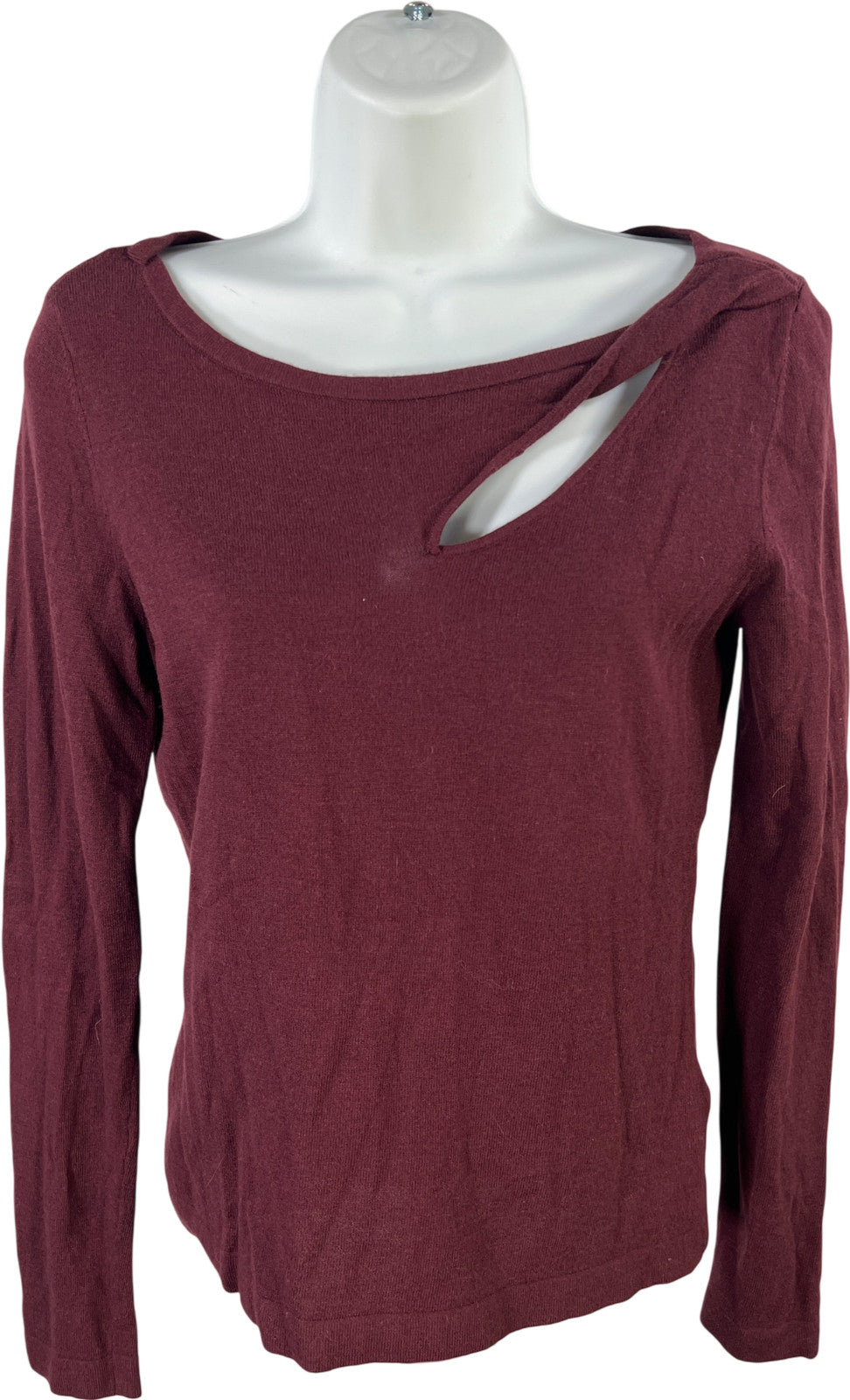 White House Black Market Women’s Burgundy/Red Long Sleeve Cutout Sweater - S