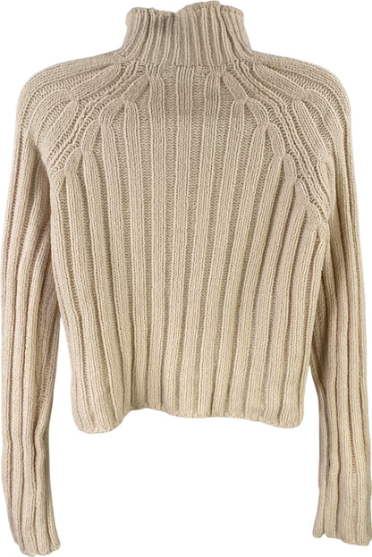 American Eagle Women’s Ivory Soft Plush Mock Neck Cropped Sweater - S