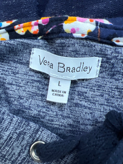Vera Bradley Women’s Blue Heathered Floral Hood Pullover Pajama Sweatshirt - L