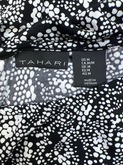 Tahari Women’s Black/White Long Sleeve Twist Front Blouse - M