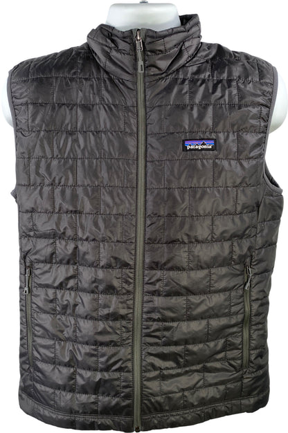 Patagonia Men’s Dark Gray Nano Puff Sleeveless Full Zip Vest - M