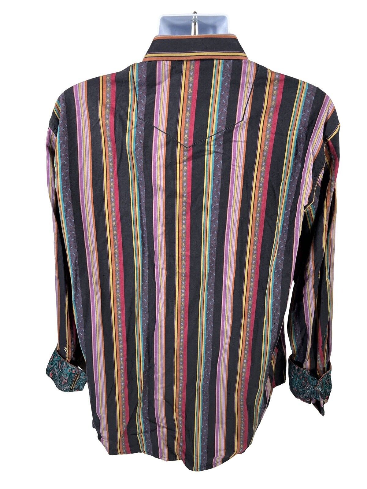 Robert Graham Mens Black/Purple Striped Limited Edition Button Up Shirt-L