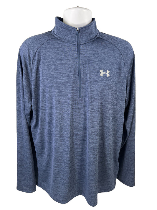 NEW Under Armour Men's Blue Tech Zip Long Sleeve Athletic Shirt - L