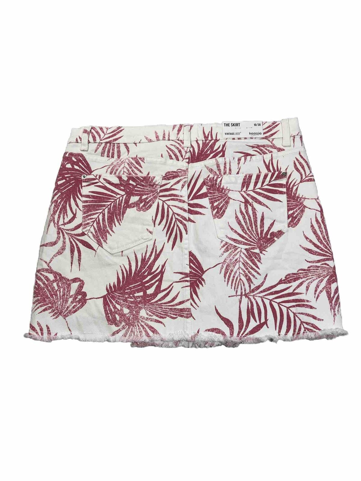 NEW Kensie Women's White Palm Leaf Print Denim Skirt - 10/30
