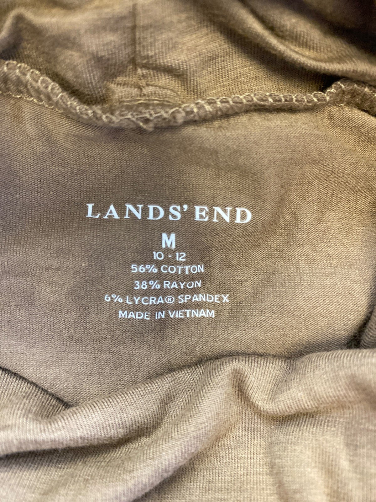 Lands End Women’s Brown Thin Knit Long Sleeve Turtleneck Shirt - M