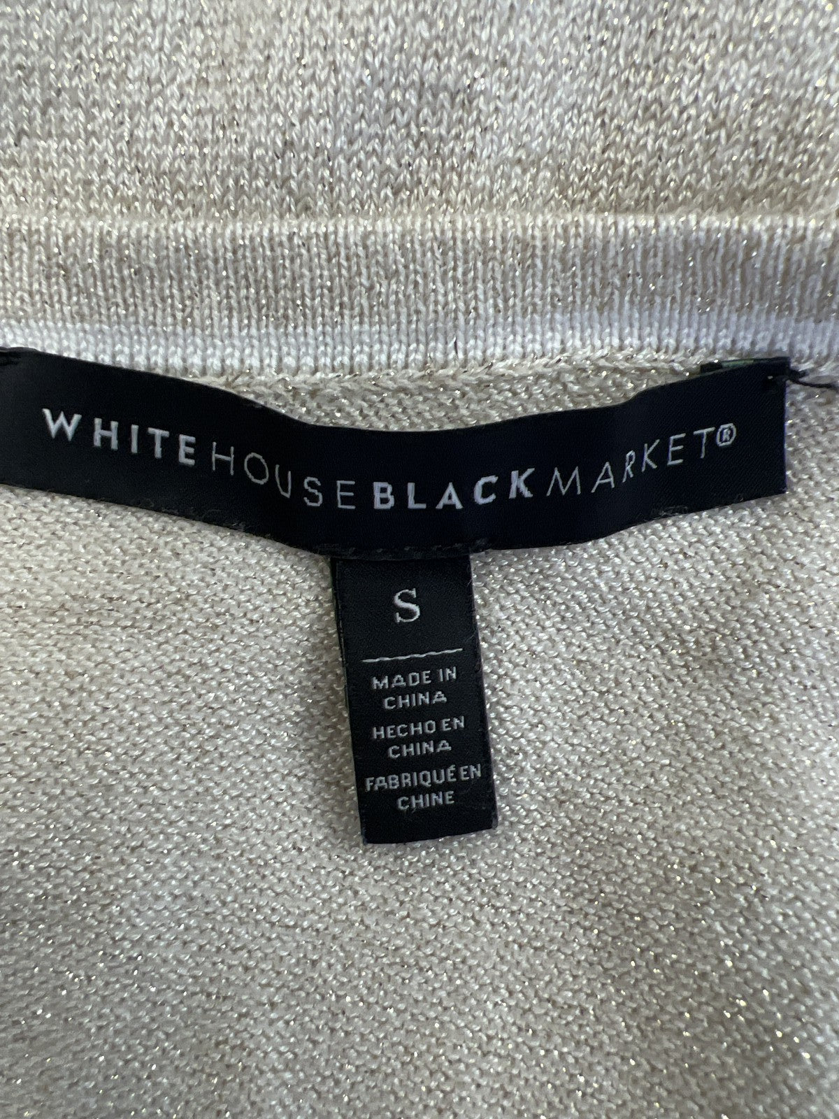 White House Black Market Women’s Ivory/Beige Metallic Tank Top - S