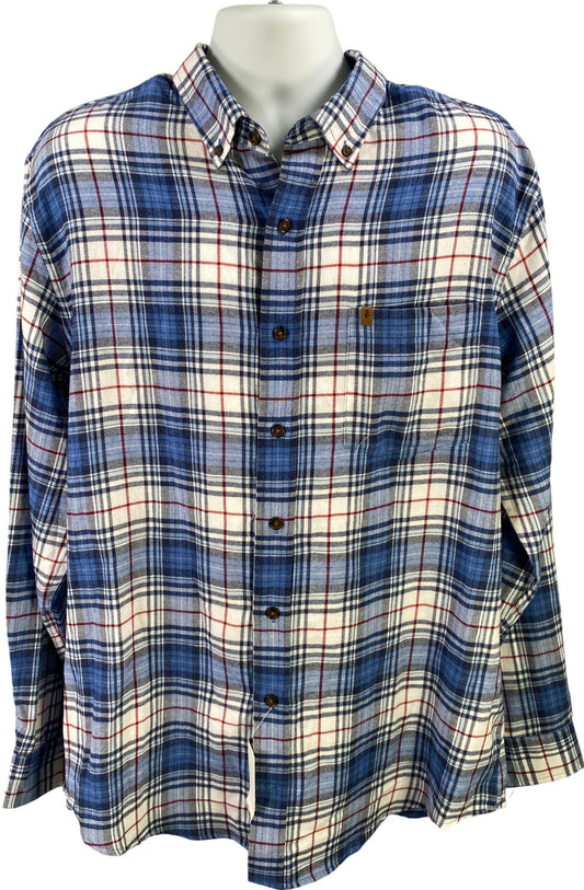 Izod Men’s Blue Stratton Flannel Long Sleeve Button Up Shirt - XL Tall