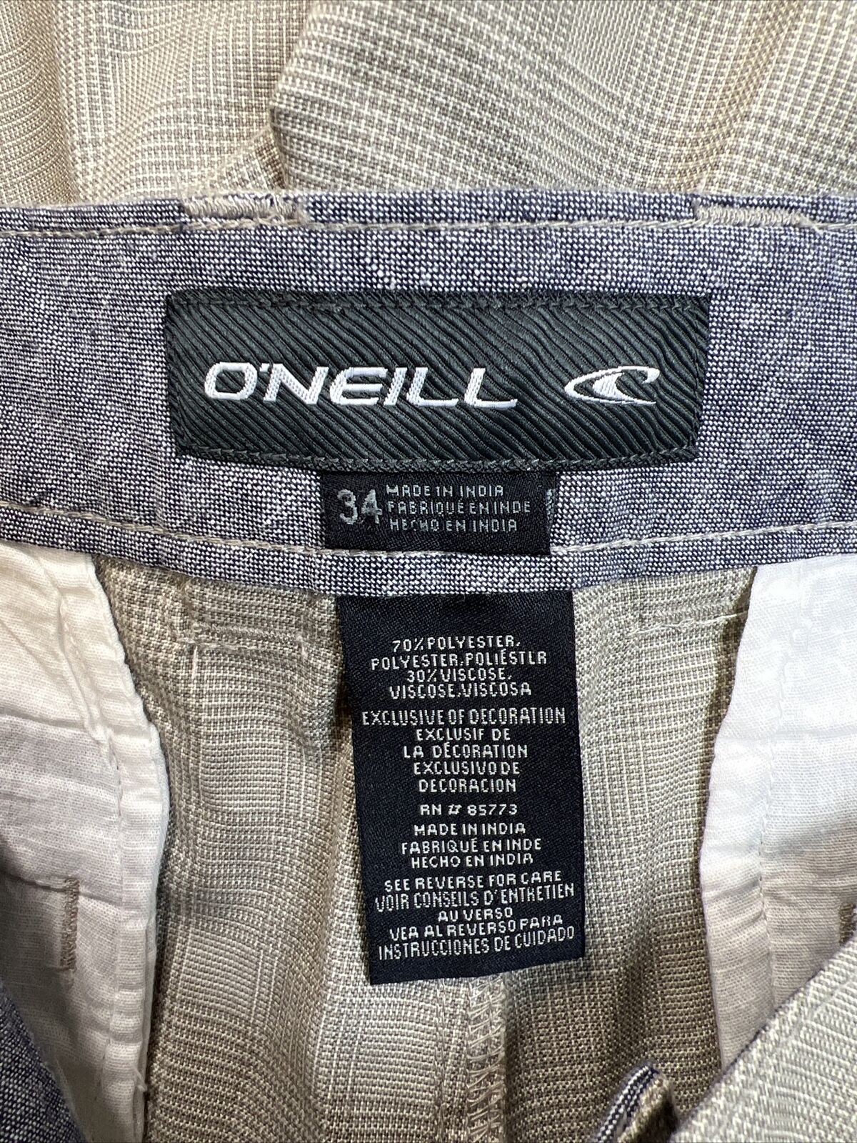 NEW O'Neill Men's Beige Marcos Casual Chinos Shorts - 34