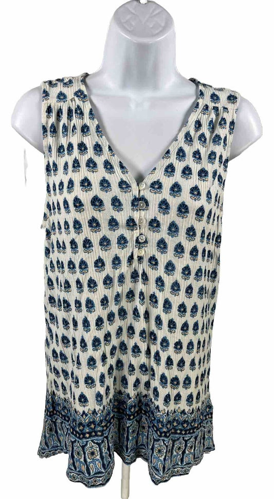 Lucky Brand Blue Sleeveless 1/2 Button Up Shirt Top - S