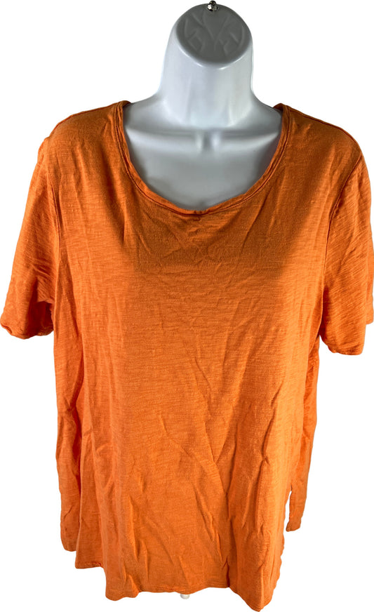 Chico’s Women’s Orange The Ultimate Short Sleeve Button Accent T-Shirt - 3/US XL