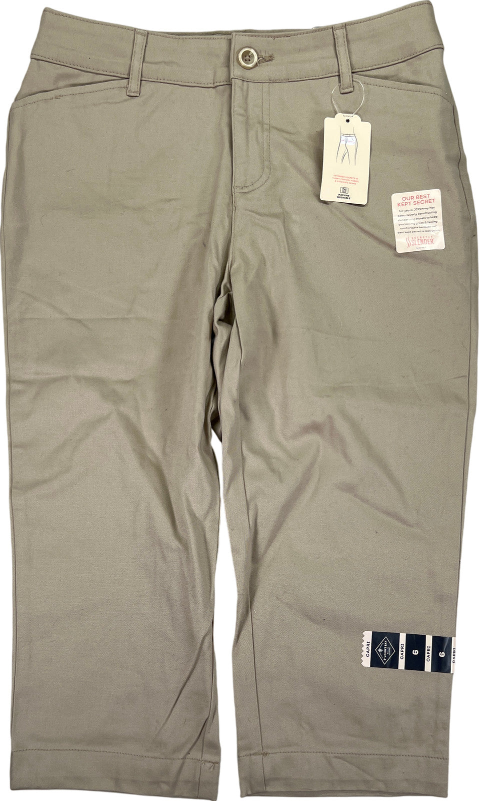 NEW St Johns Bay Women’s Beige Capri Pants - 6