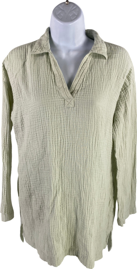 Pure J.Jill Women’s Light Green Oversized Long Sleeve V-Neck Tunic Shirt - S