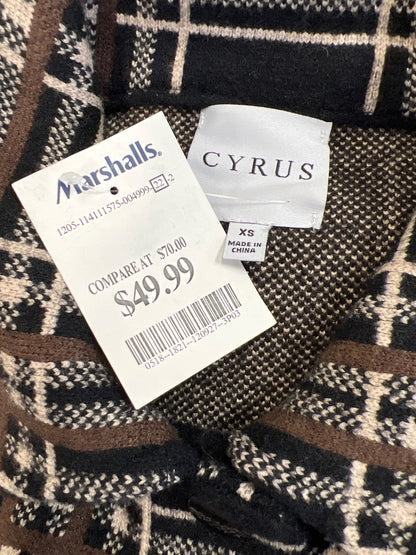 Cyrus Women’s Brown/Black Plaid Snap Button Chunky Knit Jacket - XS