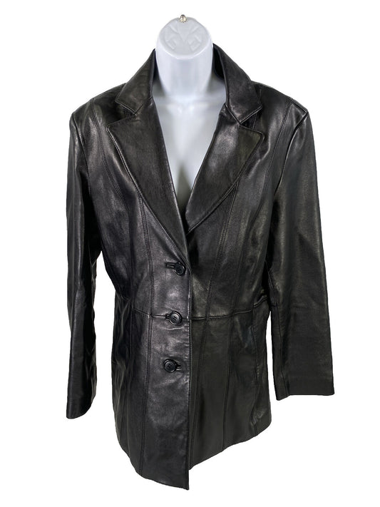 Nine West Women's Black Genuine Leather Jacket - L