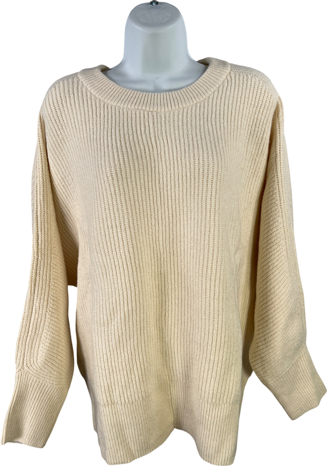On 34th Women’s Ivory/White Ribbed Long Batwing Knit Sweater - XXL