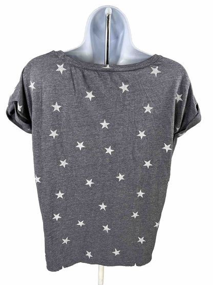 Lucky Brand Women's Blue Star Print Short Sleeve Knot Front T-Shirt - M