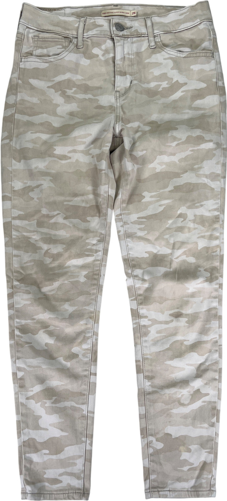 Levi’s Women’s Beige Camouflage High Rise Super Skinny Crop Jeans - 26